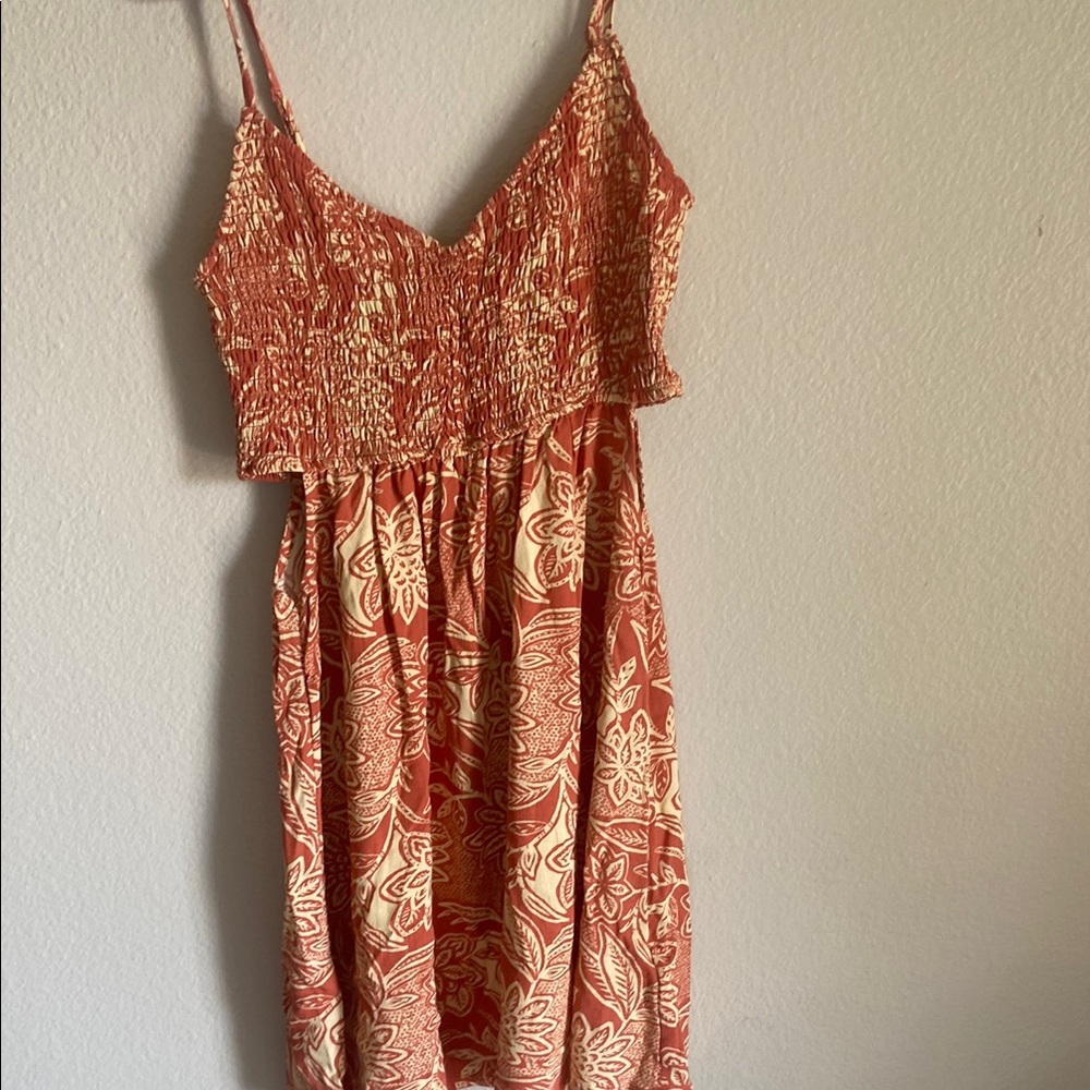 Roxy Orange and White Mini Sundress for Wedding Guest